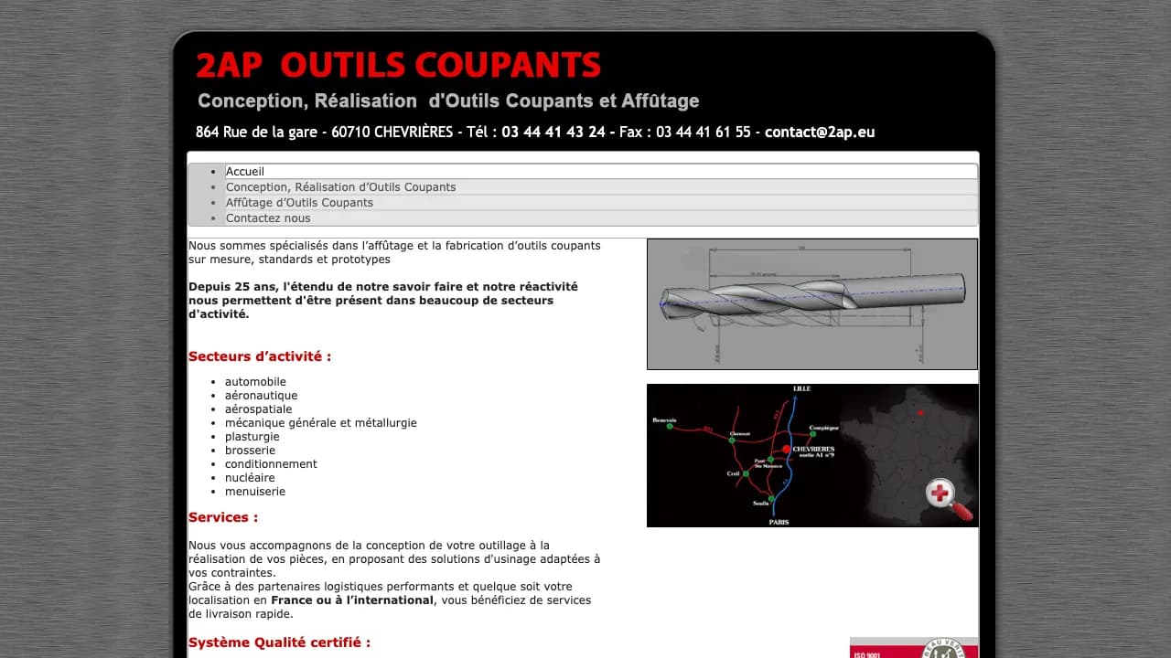 Ancien site 2AP Outils Coupants avant refonte