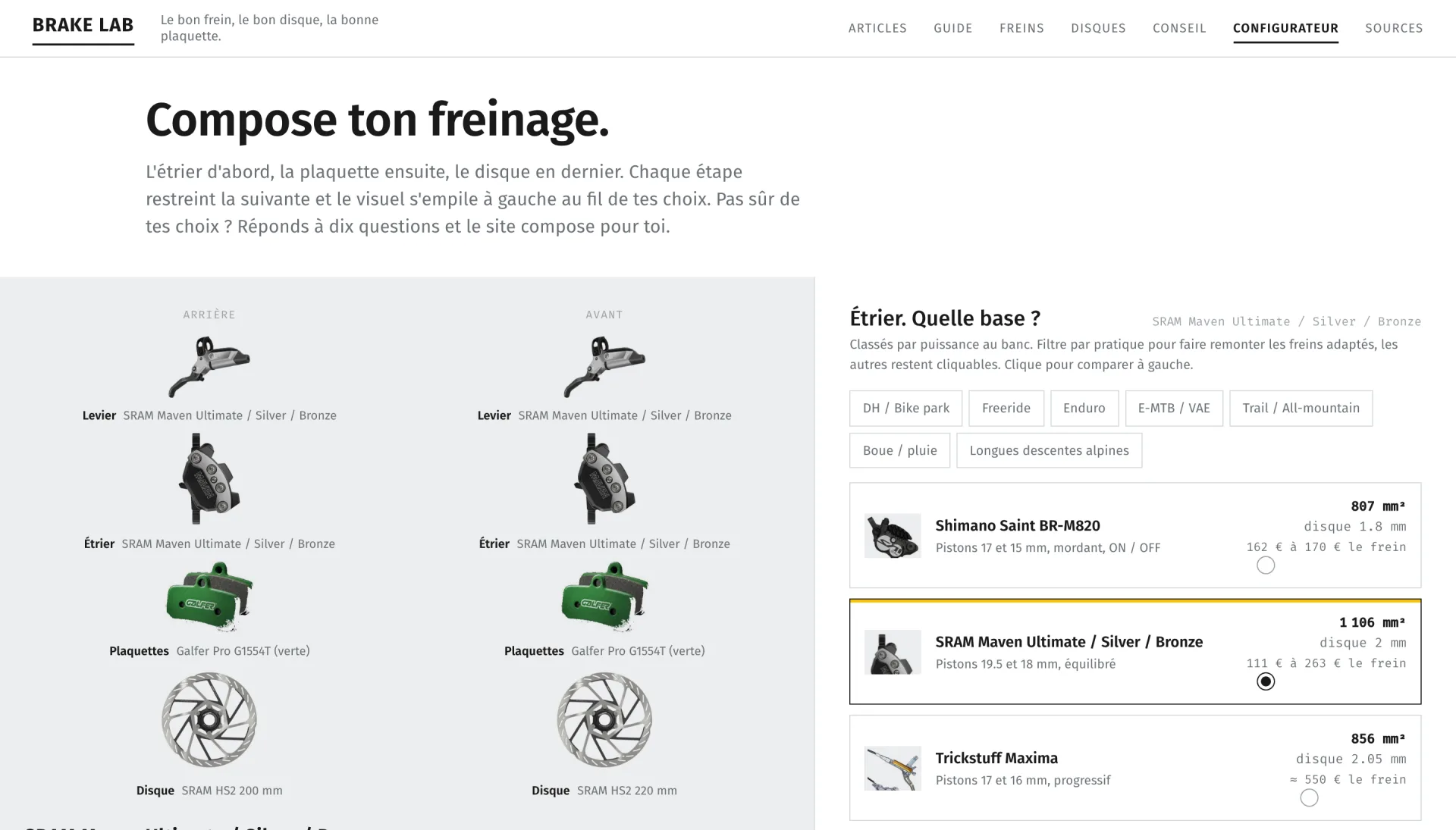 Aperçu du site Brake Lab